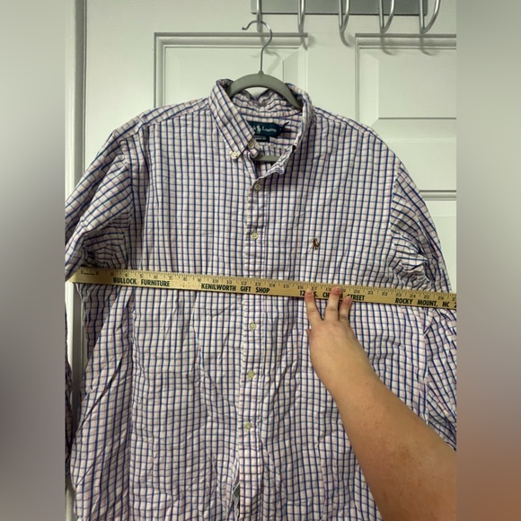 Excellent used condition men’s 18 neck Ralph Lauren pink & blue check button up - Picture 6 of 7
